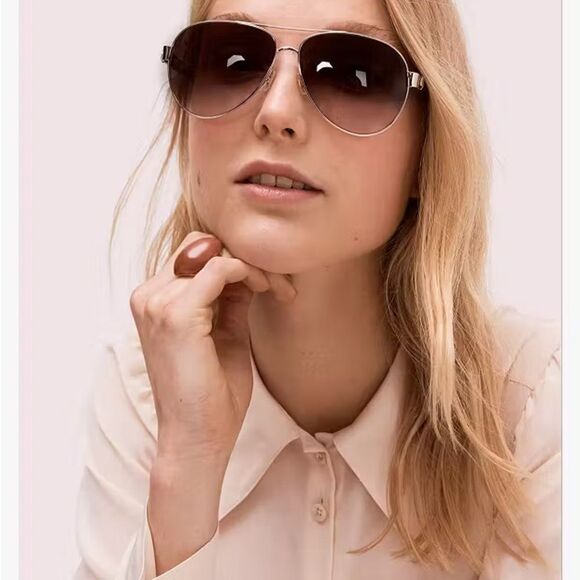 NWT Kate spade black gold aviator Sunglasses - Picture 1 of 10